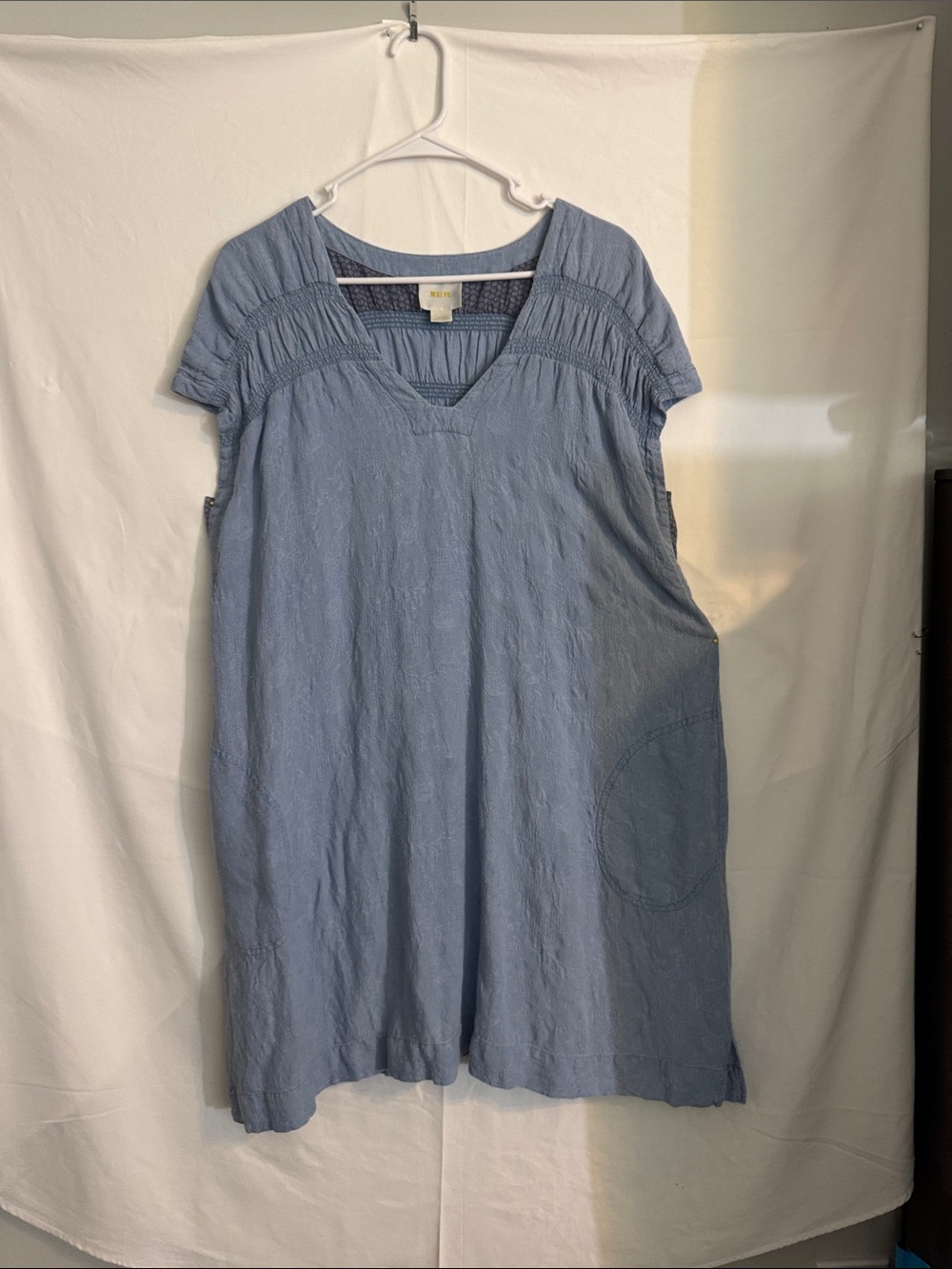 Maeve Dusty Blue V-Neck Short-Sleeve Tunic